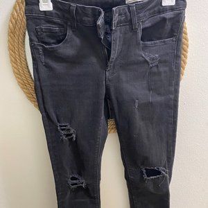 Zara medium rise, black jeans, distressed, size 4 US